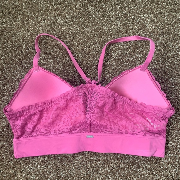 VS Victoria’s Secret Pink lightly lined pink lace bralette size medium - Picture 2 of 3